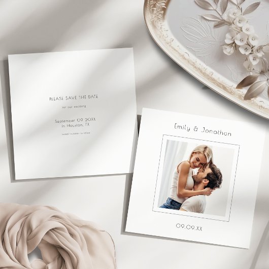 Moderne Minimal Square Photo Wedding Save the Date