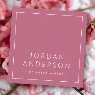 Moderne minimal thin borders stoffige roos mauve vierkante visitekaartje