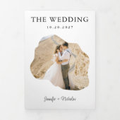 Moderne Minimal Wedding RSVP Details QR Code Foto Drieluik Uitnodiging (Cover)