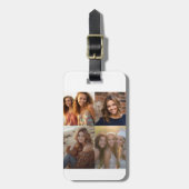 Moderne Minimal White 4 Fotocollage met Contact Bagagelabel (Voorkant verticaal)