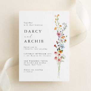 Moderne Minimal Wildflowers bruiloft Kaart