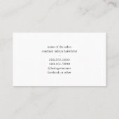 Moderne Minimal Zwart Wit Haar Stylist Visitekaartje (Achterkant)