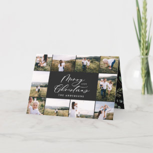 Moderne minimale 11 foto, nieuw jaar zwart gezin feestdagen kaart