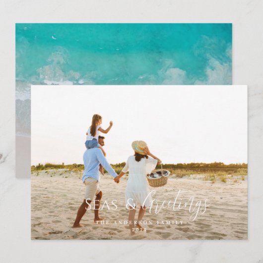 Moderne minimale 1 foto kerstfeestdag Kaart (Voorkant / Achterkant)