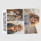 Moderne minimale 3 foto collage met tekst golfhanddoek (Horizontaal)