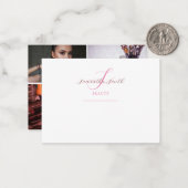 Moderne minimale 3 foto's in script, schoonheid notitiekaartje (Voorkant / Achterkant in situ)