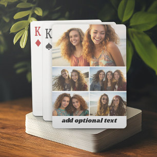 Moderne minimale 5 foto collage met tekst pokerkaarten