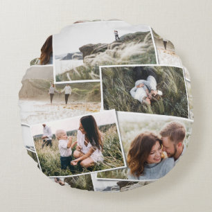 Moderne minimale 5 foto-elegant eenvoudig uniek rond kussen