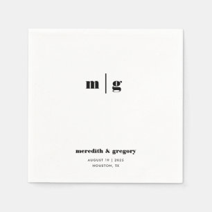 Moderne minimale aangepaste monogram bruiloft servet