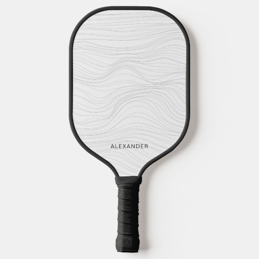 Moderne minimale aangepaste naam zwarte witte lijn pickleball paddle (Achterkant)