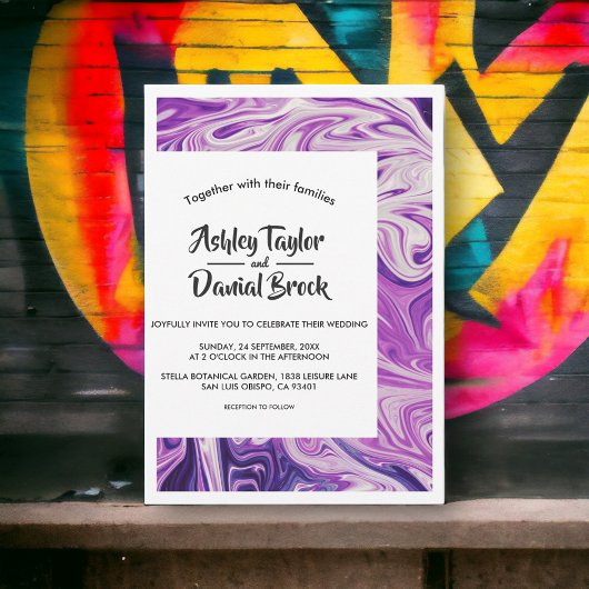 Moderne, minimale Abstracte blauwe melkweg-weddens Kaart