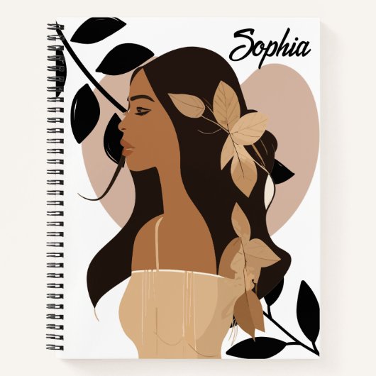 Moderne minimale Abstracte Boho Girl-naam Notitieboek (Voorkant)