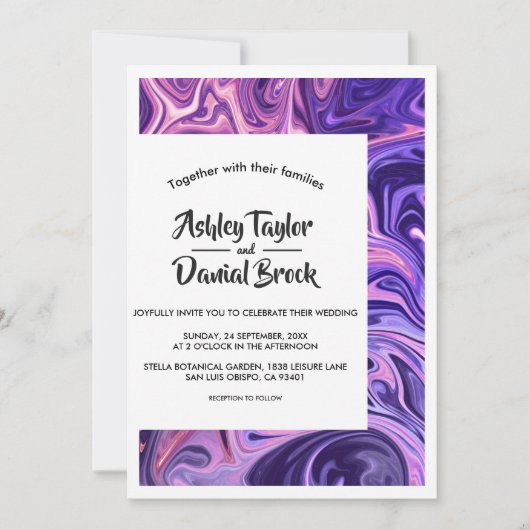 Moderne, minimale Abstracte galaxy Art Elegant Wed Kaart (Voorkant)