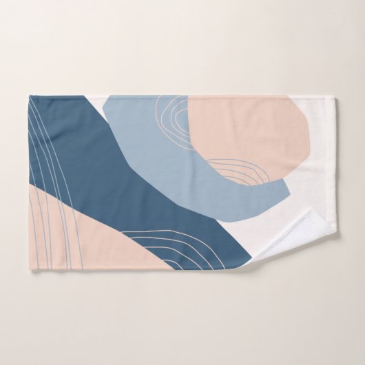 Moderne minimale abstracte geometrische blauw & ro bad handdoek (Handdoek)