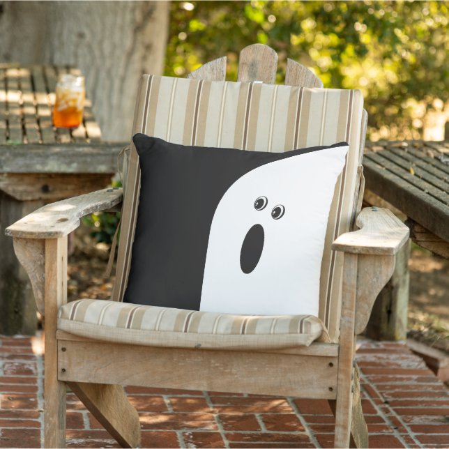 Moderne, minimale Abstracte Ghost Halloween Lumb Buitenkussen (Stoel)
