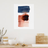 Moderne, minimale Abstracte Waterverf blauwe sepia Poster (Keuken)