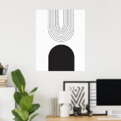 Moderne, minimale Abstracte zwart-wit uit de midde Poster (Thuiskantoor)