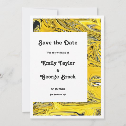 Moderne minimale Abstracte zwarte gouden verfbruil Save The Date (Voorkant)