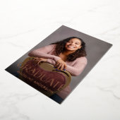 Moderne minimale Afstuderen 2 Foto Roos Gold Folie Uitnodiging (Gedraaid)