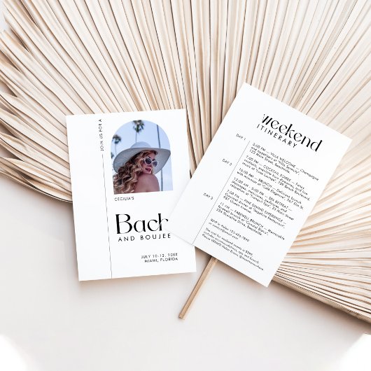 Moderne minimale "Bach & Boujee" vrijgezellenfoto Kaart