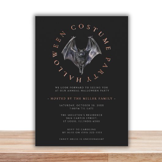Moderne minimale bat Halloween kostuumfeest Kaart