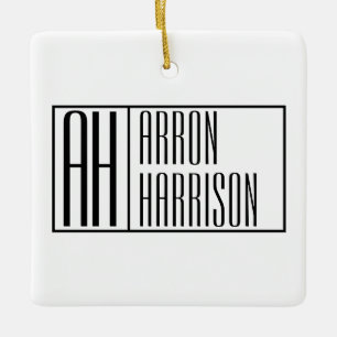 Moderne Minimale Beginletters & Naam Logo Keramisch Ornament
