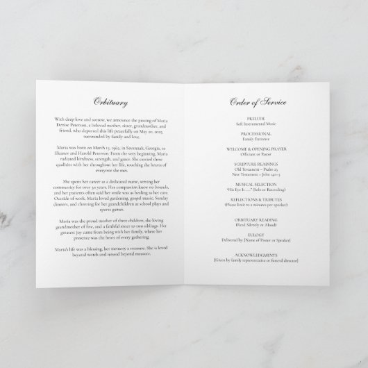 Moderne minimale begrafenis overlijdensvolgorde programma (Binnen)