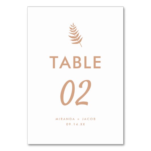 Moderne minimale Beige Palm Leaf bruiloft Kaart (Voorkant)