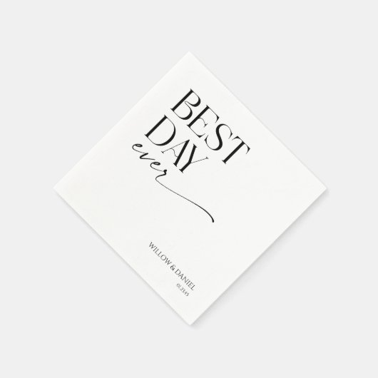 Moderne minimale beste dag ooit bruiloft servet (Hoek)