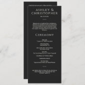 Moderne minimale Black Noir bruiloft ceremonie Programma (Voorkant / Achterkant)