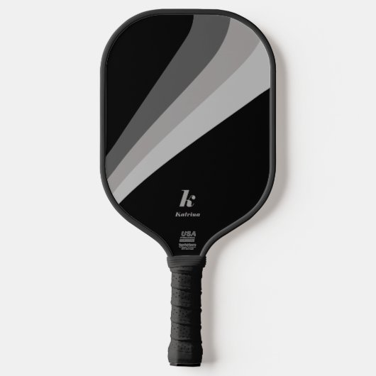 Moderne minimale Black Wave aangepaste naam Pickleball Paddle (Achterkant)