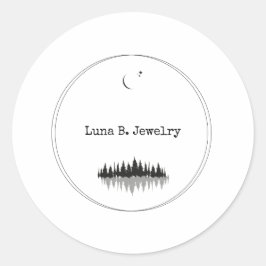 Moderne minimale Black & White Forest Maan Ronde Sticker