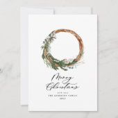 Moderne minimale bladercapaciteit met feestelijke feestdagenkaart (Voorkant)