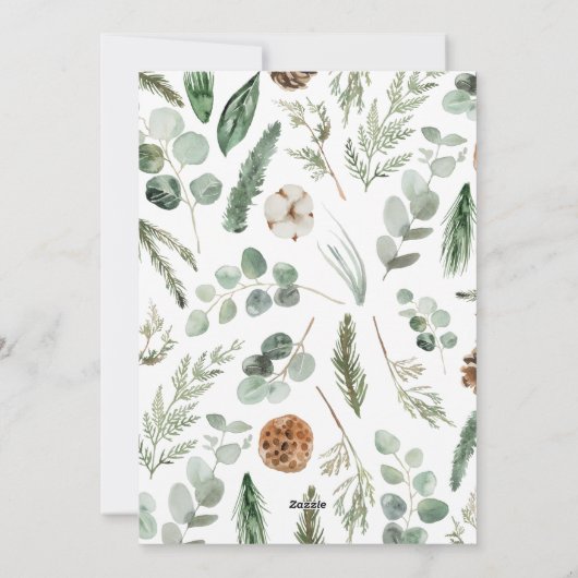 Moderne minimale bladercapaciteit met feestelijke feestdagenkaart (Achterkant)