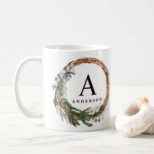 Moderne minimale bladercapaciteit met grote script koffiemok (Met donut)