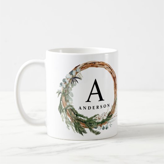 Moderne minimale bladercapaciteit met grote script koffiemok (Links)
