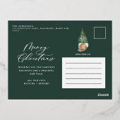 Moderne minimale bladerklep 1 lichtgroen elegant folie feestdagen briefkaart (Achterkant)