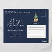 Moderne minimale bladzijden 1, elegant blauw fotos folie feestdagen briefkaart (Achterkant)