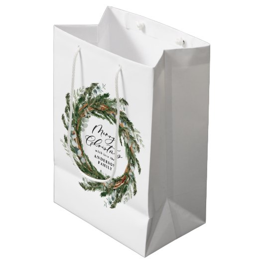 Moderne, minimale bladzijden met kerstmis medium cadeauzakje (Voorkant Gekanteld)