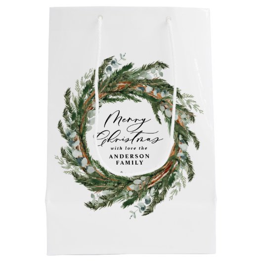 Moderne, minimale bladzijden met kerstmis medium cadeauzakje (Achterkant)