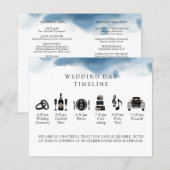 Moderne, minimale, blauwe bruiloft tijdlijn en pro (Voorkant / Achterkant)