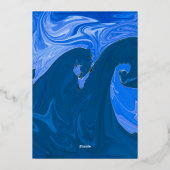 Moderne minimale blauwe golven Abstracte bruiloft  Folie Uitnodiging (Achterkant)