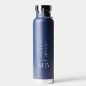 Moderne, minimale blauwe Initiaal van het Monogram Waterfles (Links)