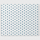 Moderne minimale blauwe kerstbomen cadeaupapier (Vlak)