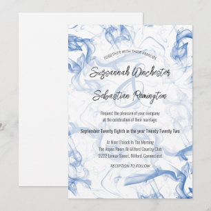 Moderne minimale blauwe mist Wedding Sjabloon Kaart
