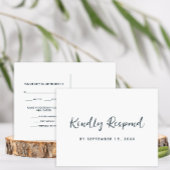 Moderne minimale blauwe RSVP Trendy Script Maaltij Uitnodiging Briefkaart