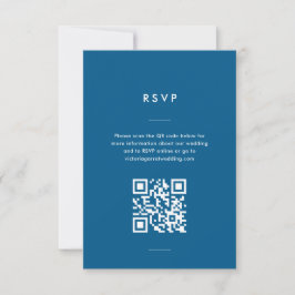 Moderne minimale blauwe script bruiloft RSVP kaartje