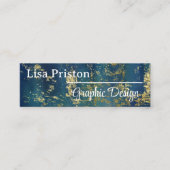 Moderne, minimale Blauwgroen Gold Donk QR-code Mini Visitekaartje (Voorkant)