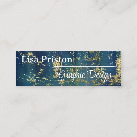 Moderne, minimale Blauwgroen Gold Donk QR-code Mini Visitekaartje (Voorkant)