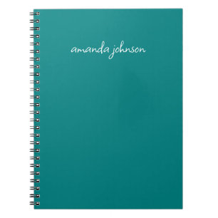 Moderne minimale Blauwgroen monogram Volledige naa Notitieboek
